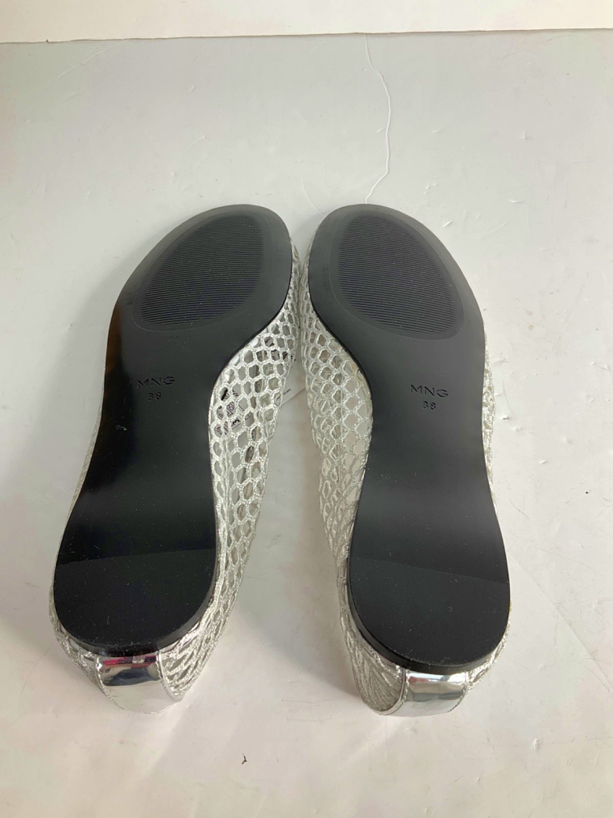 MANGO MNG Silver Mesh Ballet Flats UK 5