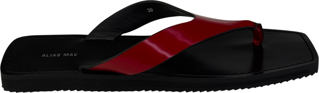 Alias Mae Red Box Leather Charlize Square Toe Thong Sandals UK 6 EU 39 👠