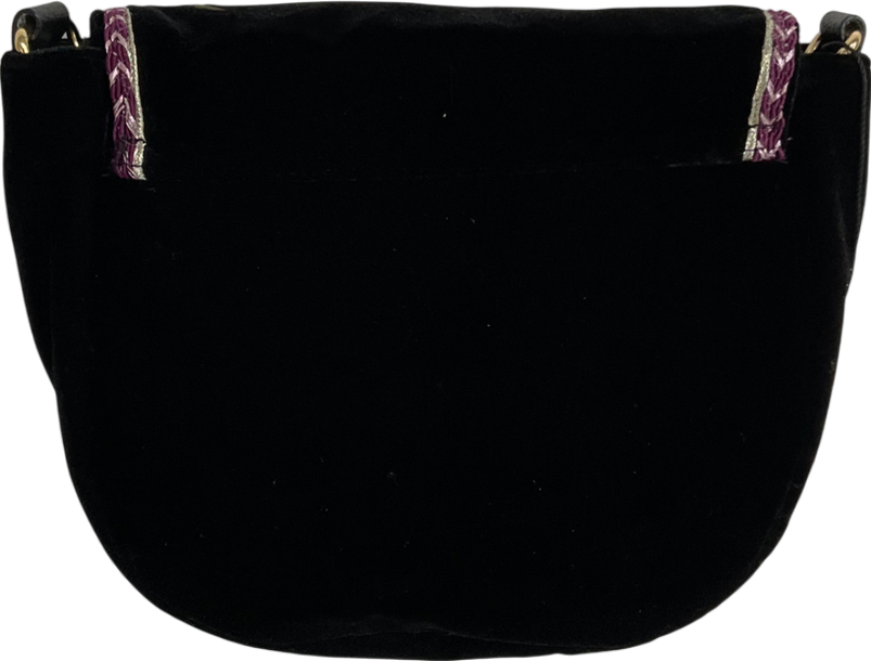 Monsoon Freya Embroidered Velvet Saddle Bag Black