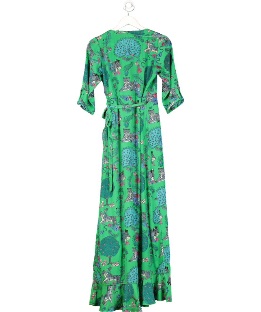 Stardust Green Tiger Print Wrap Dress UK S