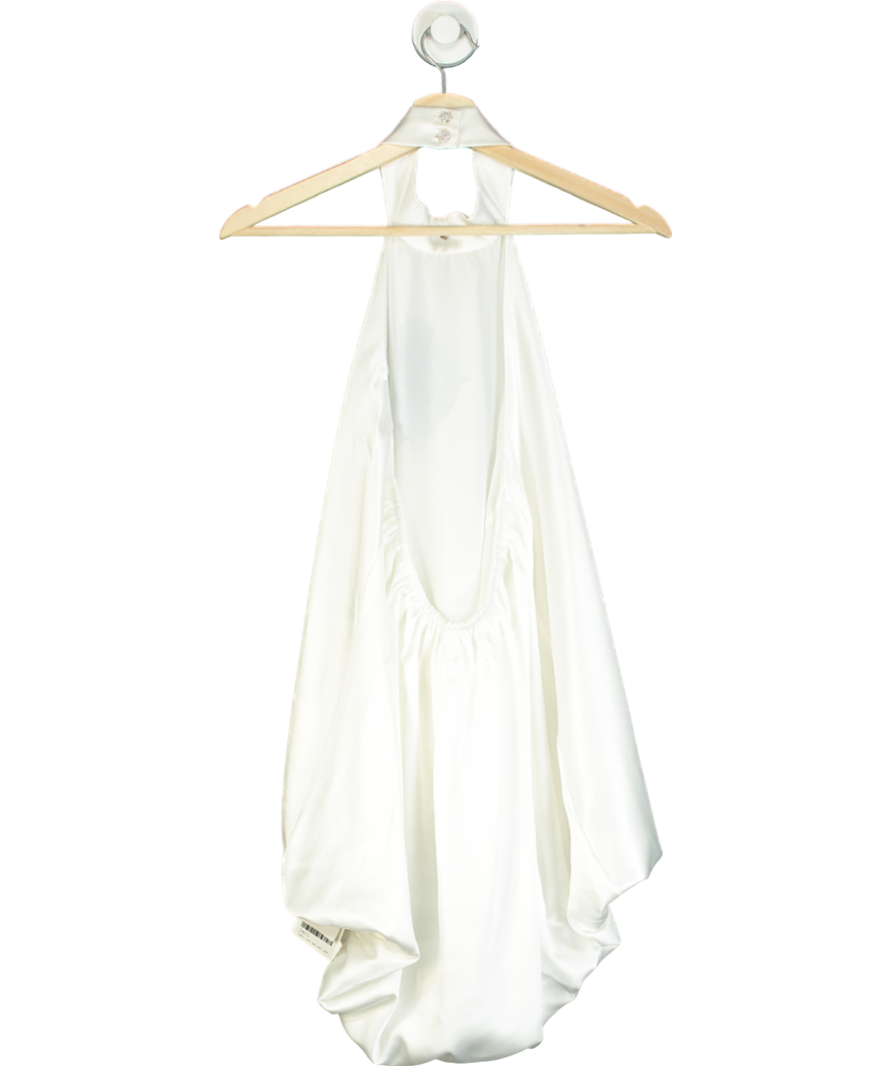 PROD White Halter-neck Printed Satin Top UK M