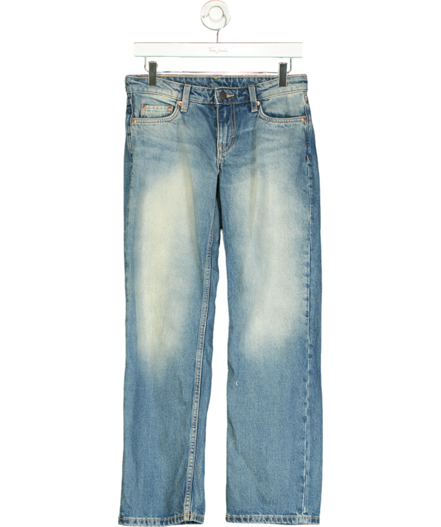 Weekday Low Waist Regular Fit Straight Leg Jeans In Streaky Blue Wash W25