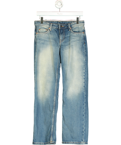 Weekday Low Waist Regular Fit Straight Leg Jeans In Streaky Blue Wash W25