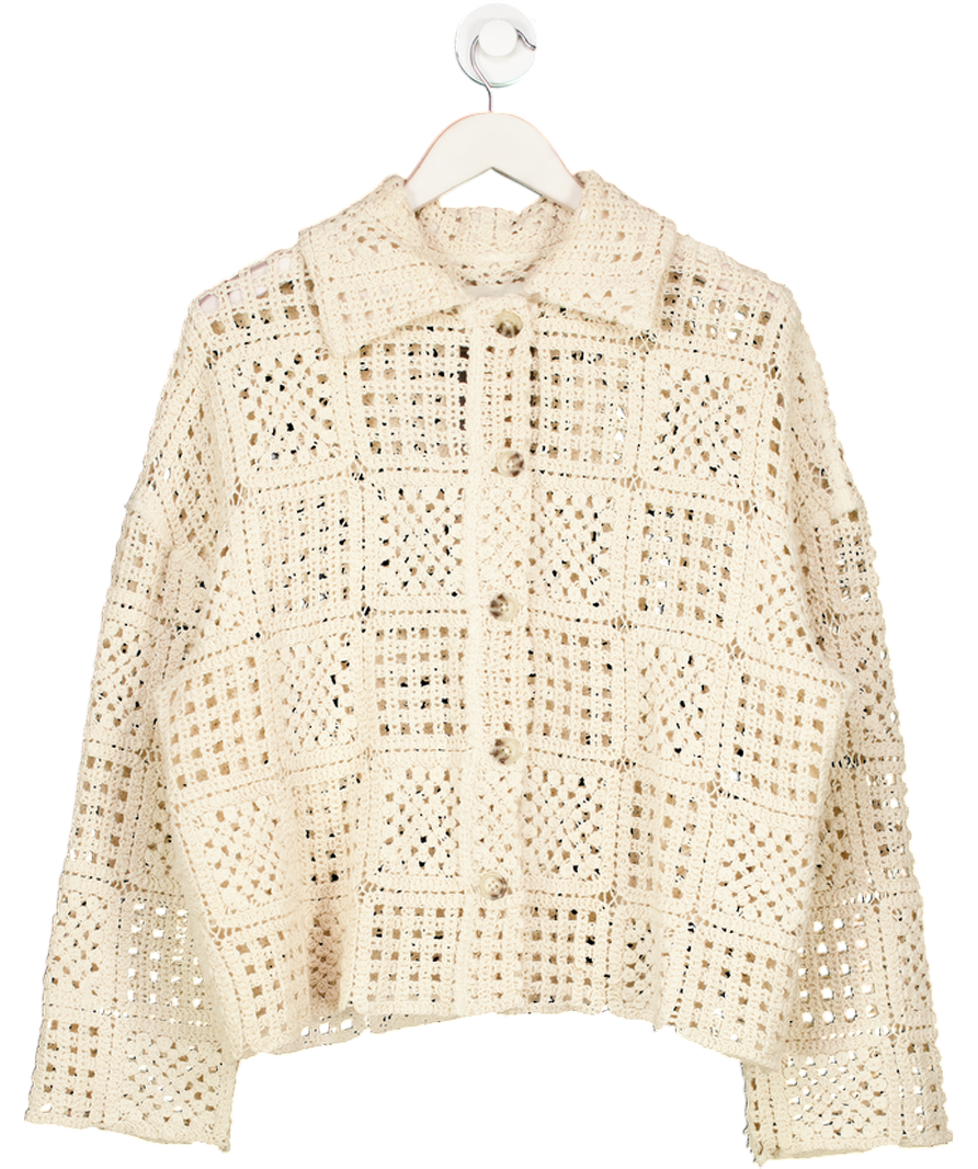 Holzweiler Cream Bridget Crocheted Organic Cotton Jacket UK S
