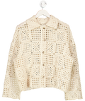 Holzweiler Cream Bridget Crocheted Organic Cotton Jacket UK S