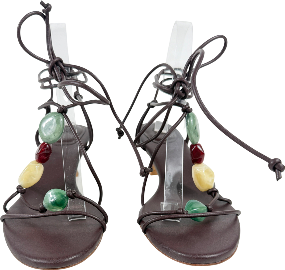 H&M Brown Kitten-heeled Strappy Sandals UK 5 EU 38