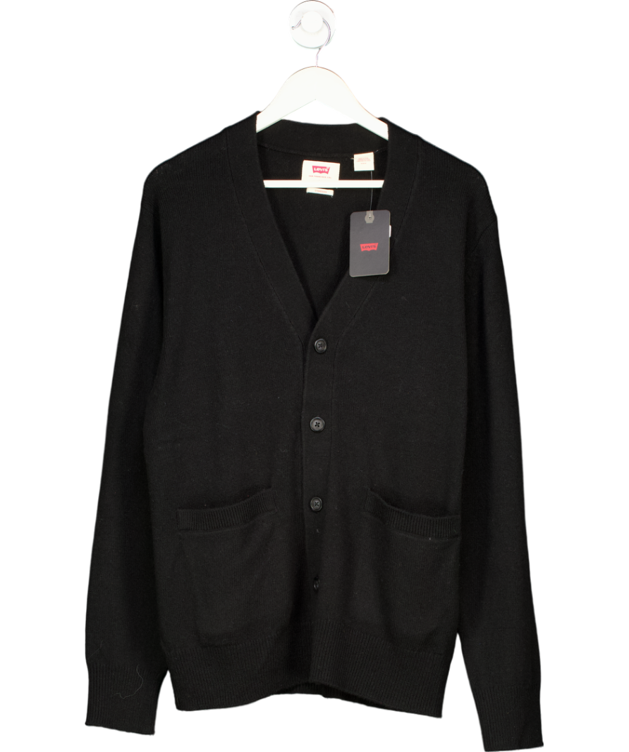 levis Black Richmond Wool Blend Cardigan With Pockets UK M