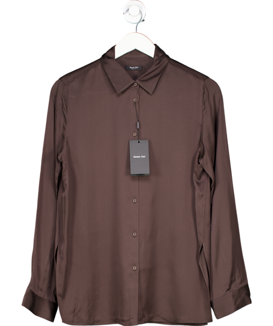 Massimo Dutti Black Flowing Long Sleeve Viscose/Linen blend Satin Shirt UK S