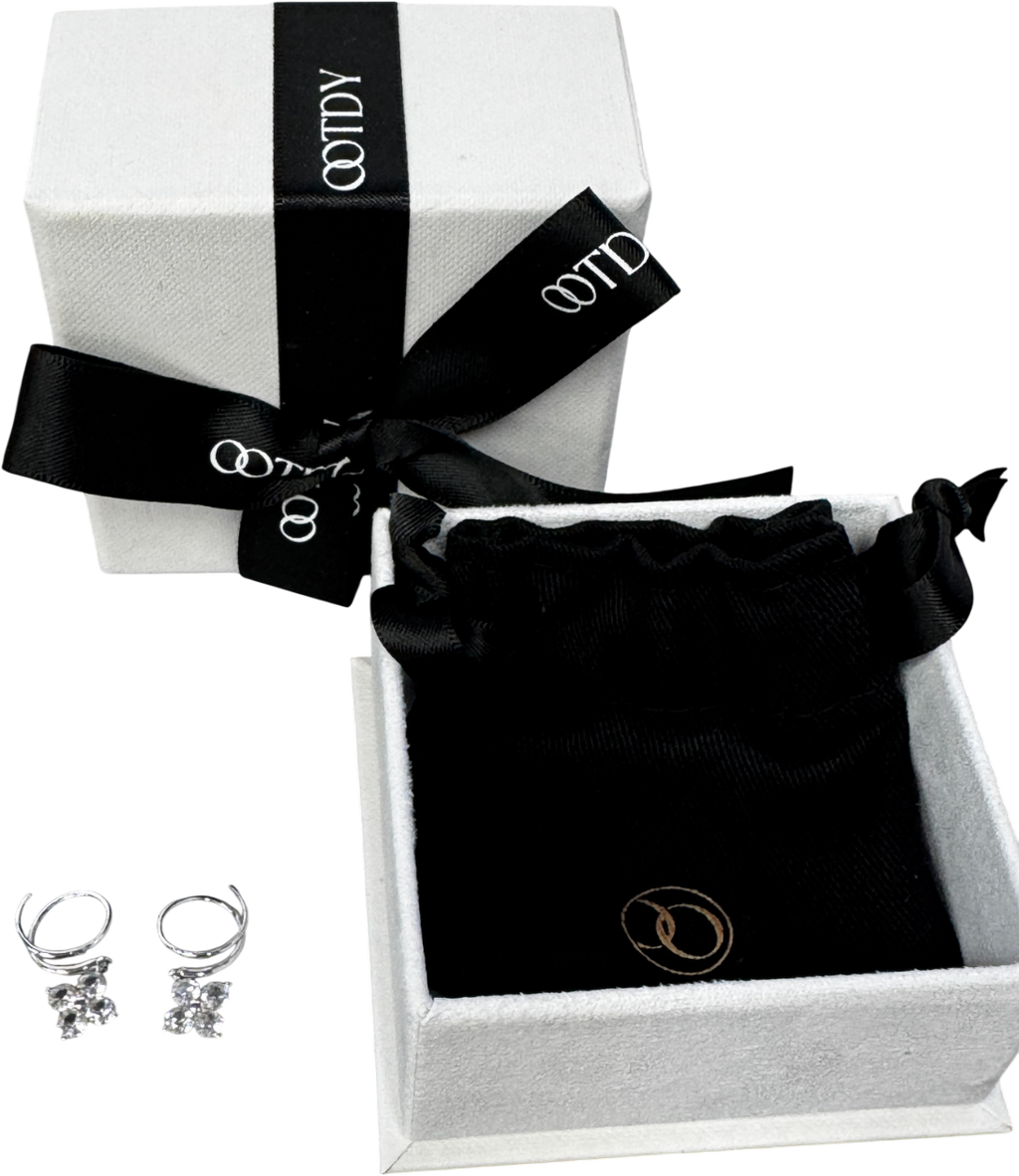 OOTDY Sapphire Cluster Double Hoops Sterling Silver, White Sapphire