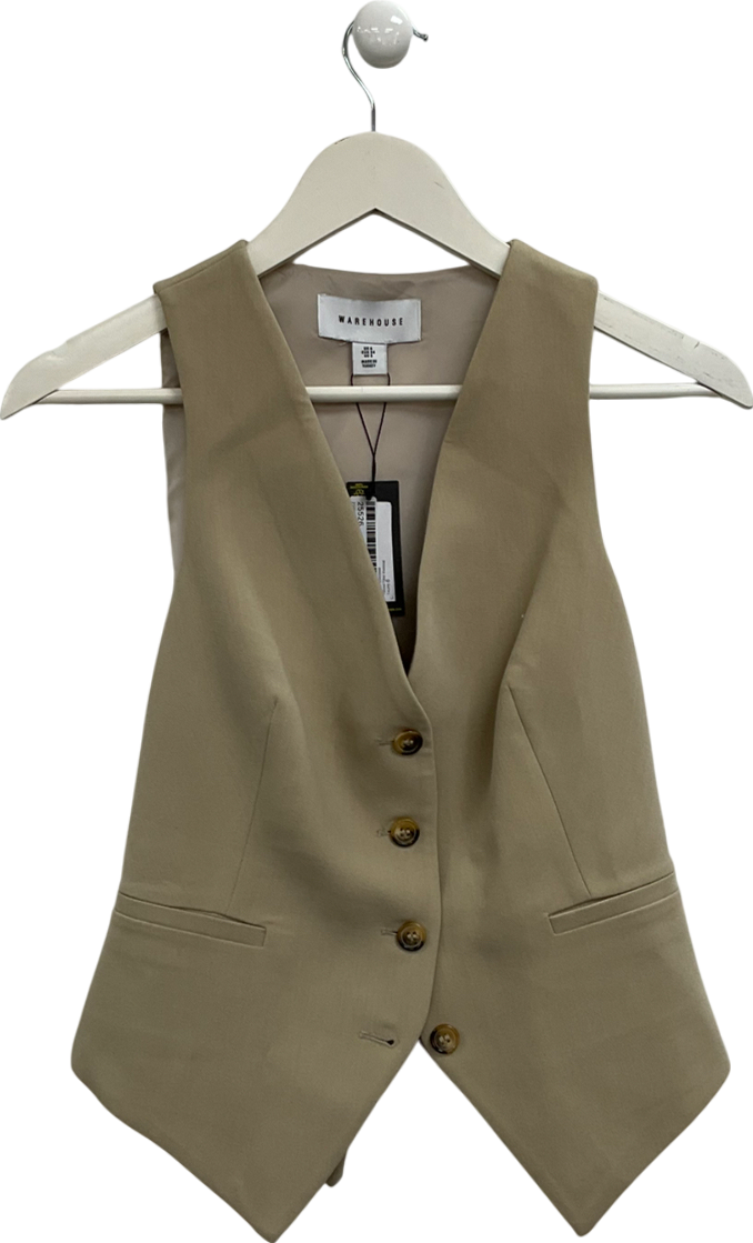Warehouse Beige Tailored Fitted Waistcoat UK 6