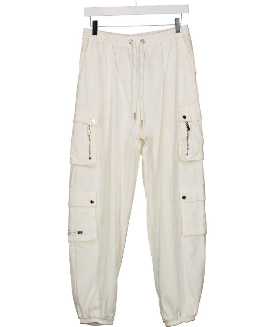 The Couture Club White Cuffed Cargo Trousers UK S