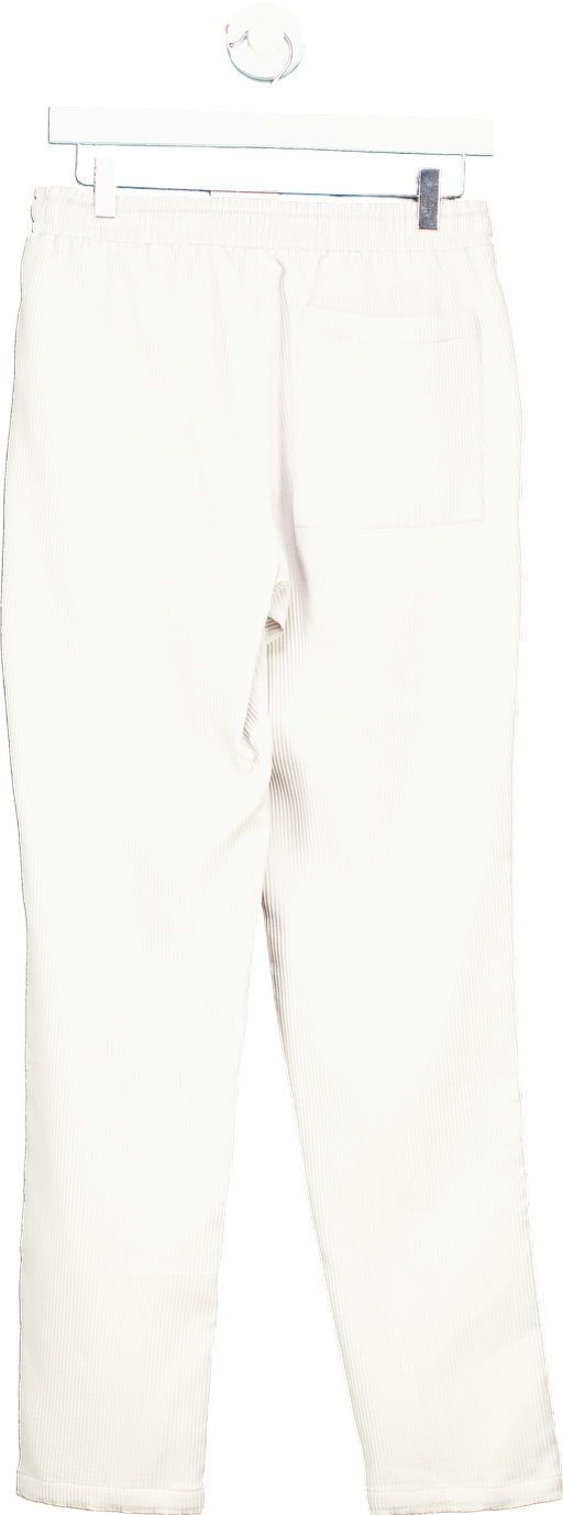 BooHooMan White Ribbed Joggers UK S