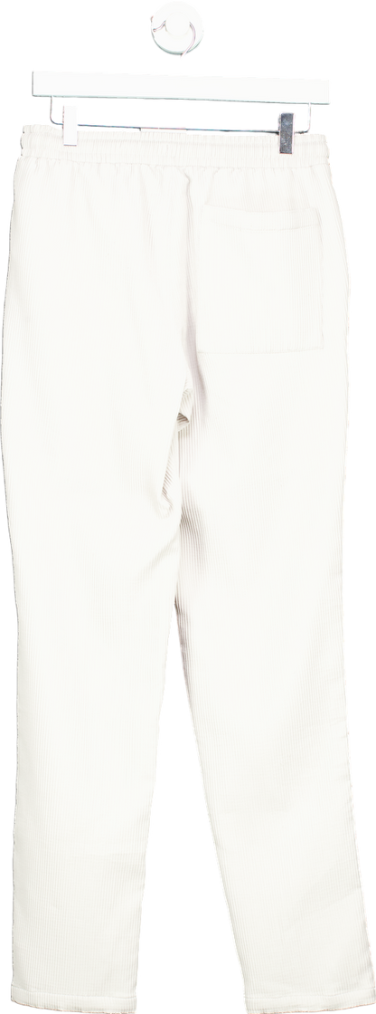 BooHooMan White Ribbed Joggers UK S