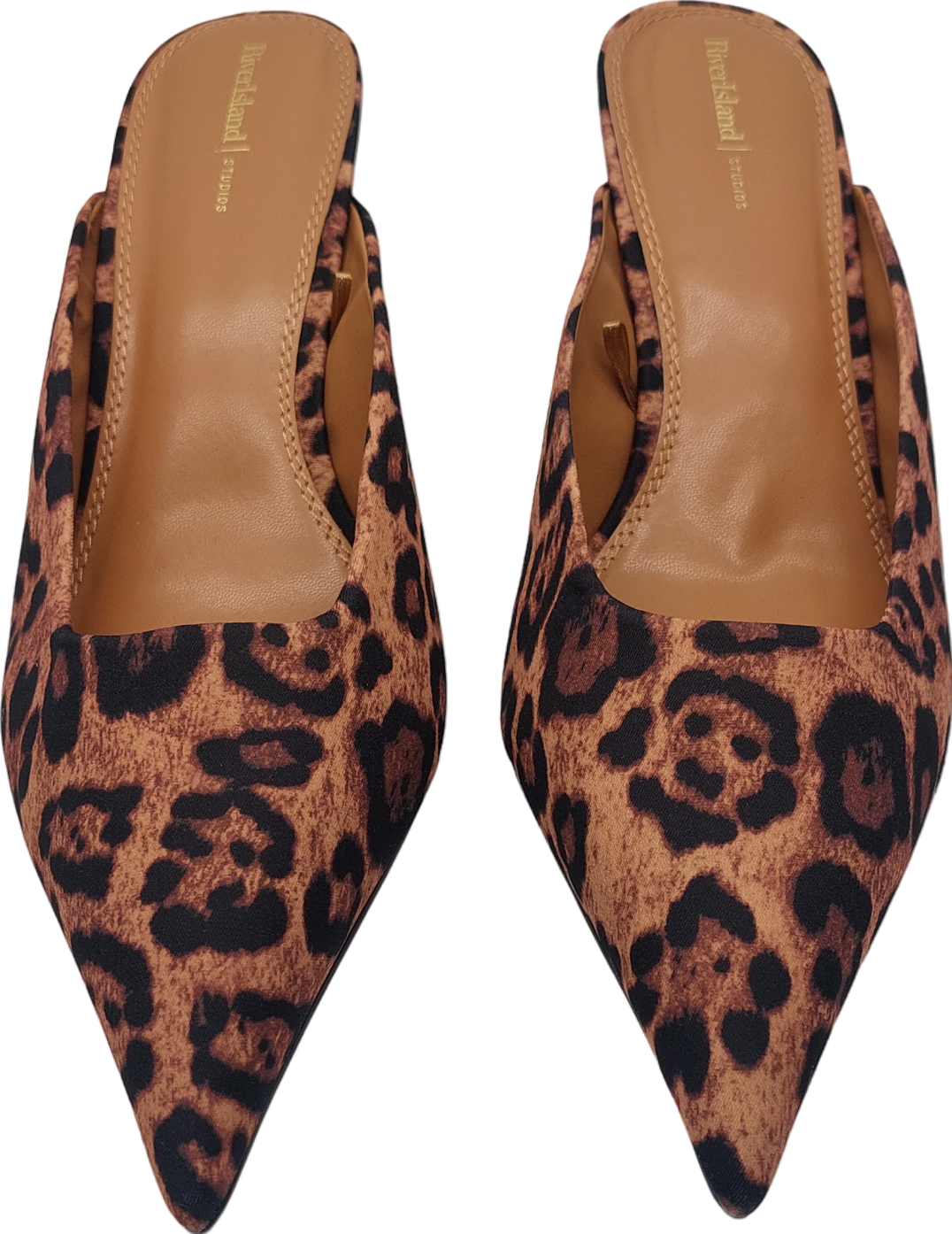 River Island Brown Animal Print Kitten Heel Pumps UK 7 EU 40 👠