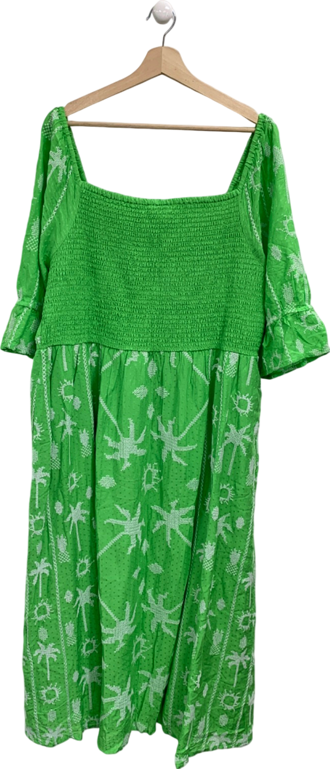 Never Fully Dressed Green Embroidered Smock Dress UK 22