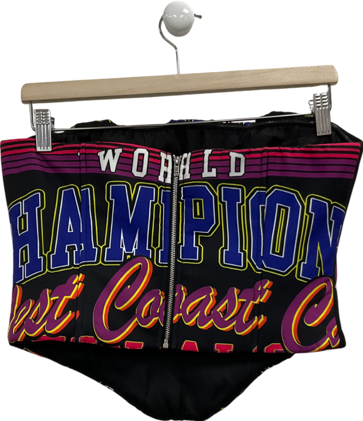 PrettyLittleThing Shape Black Padded Logo Corset Top UK 10