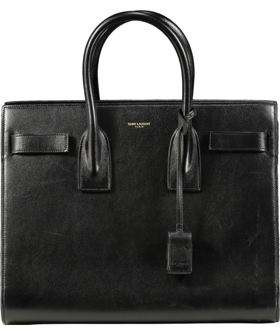Saint Laurent Black Sac De Jour Leather Tote Bag