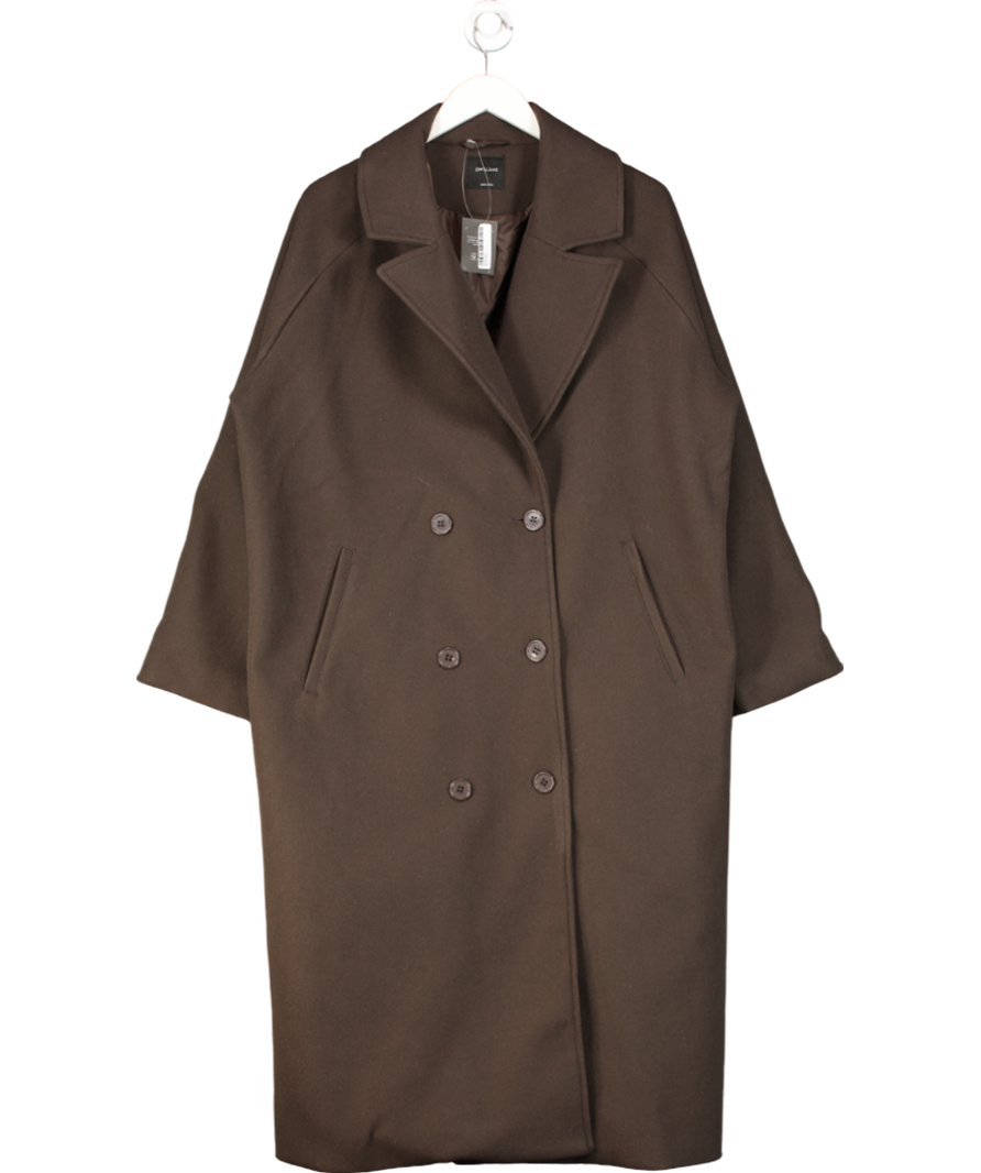 JD Williams Brown Wool Look Double Breasted Coat UK 16