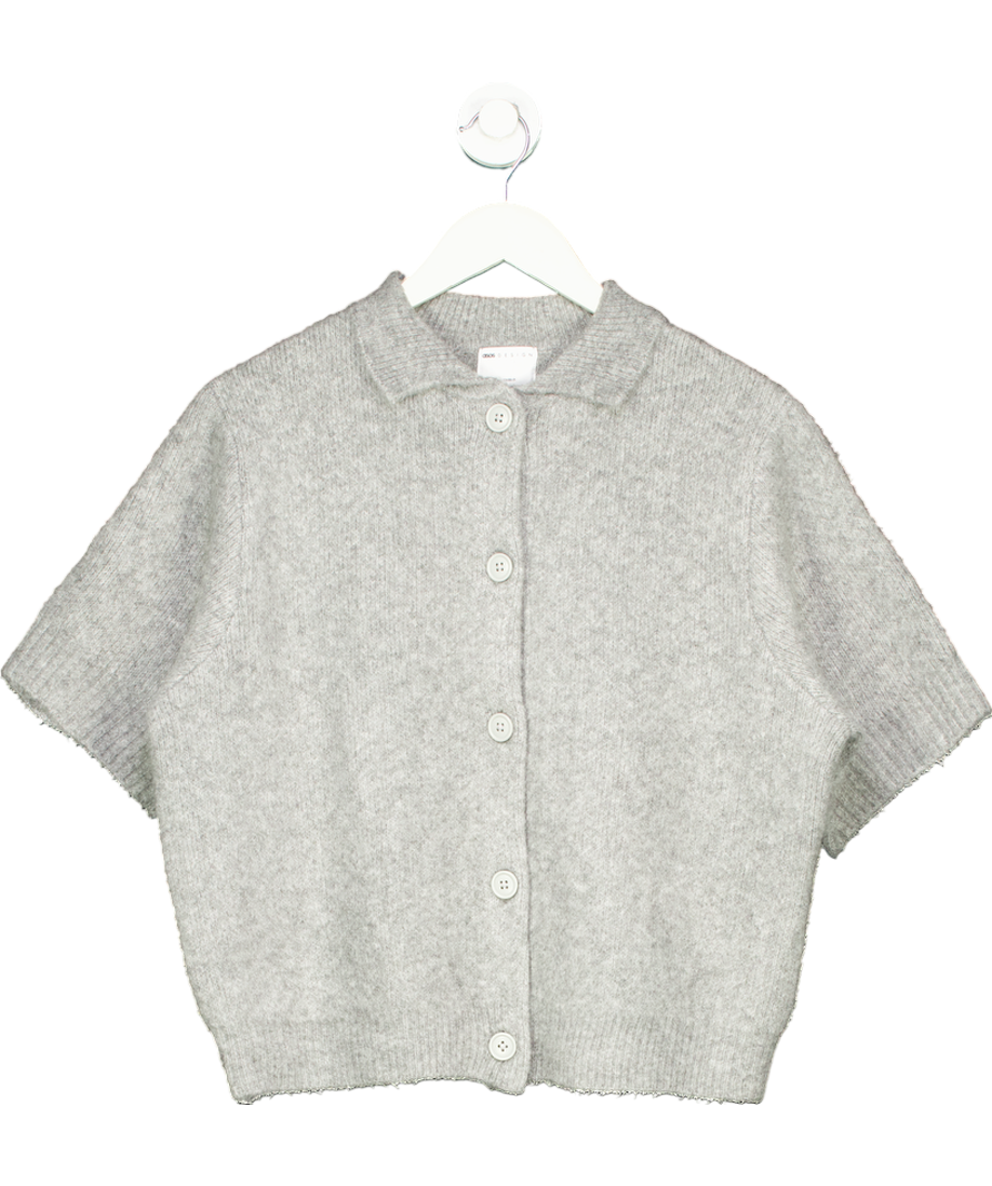 ASOS Design Knitted Compact Short Sleeve Shirt In Grey UK S