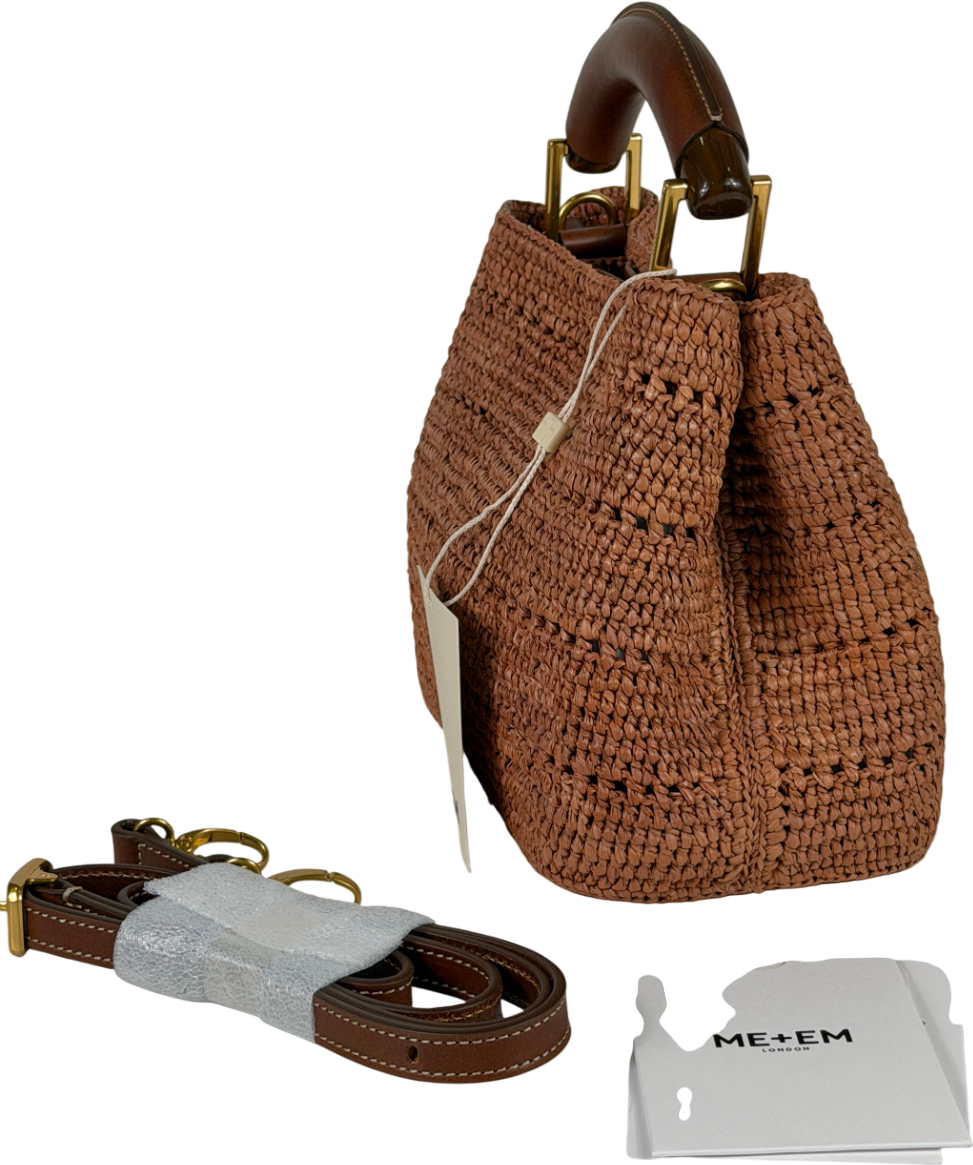 ME + EM Dusty Pink Mini Day Bag Raffia + Leather