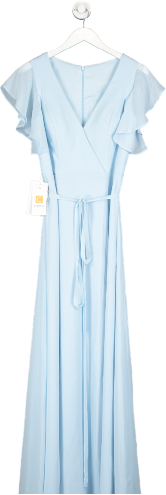 Cincinia Blue V Neck Chiffon Sleeve Maxi Dress UK S/M