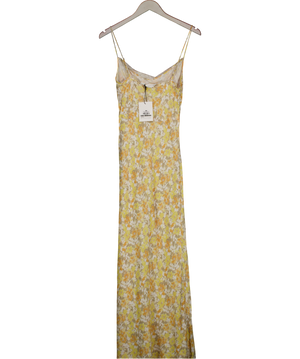 SISTERHOOD Orla Maxi  Slip  Dress- Butter Yellow Fleur UK XS