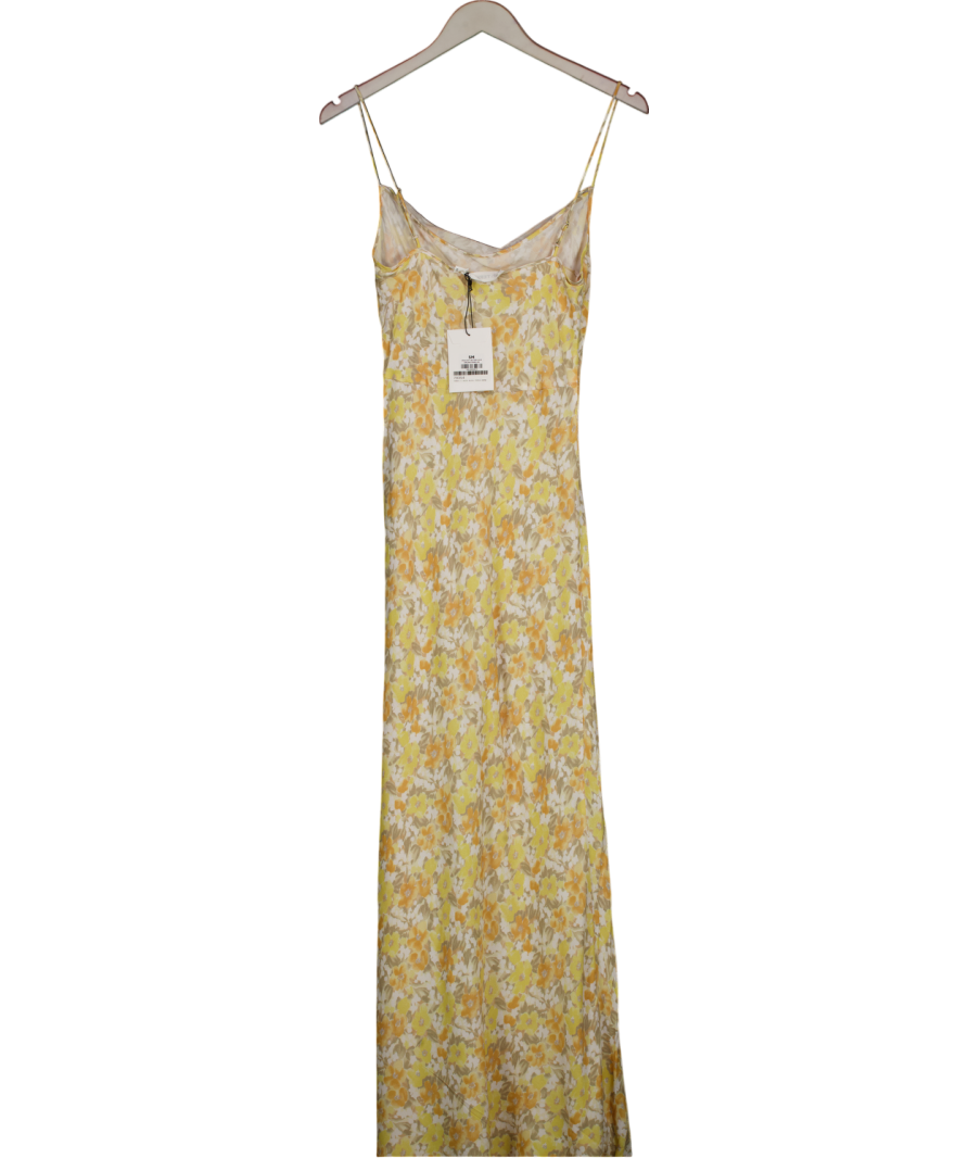 SISTERHOOD Orla Maxi  Slip  Dress- Butter Yellow Fleur UK XS