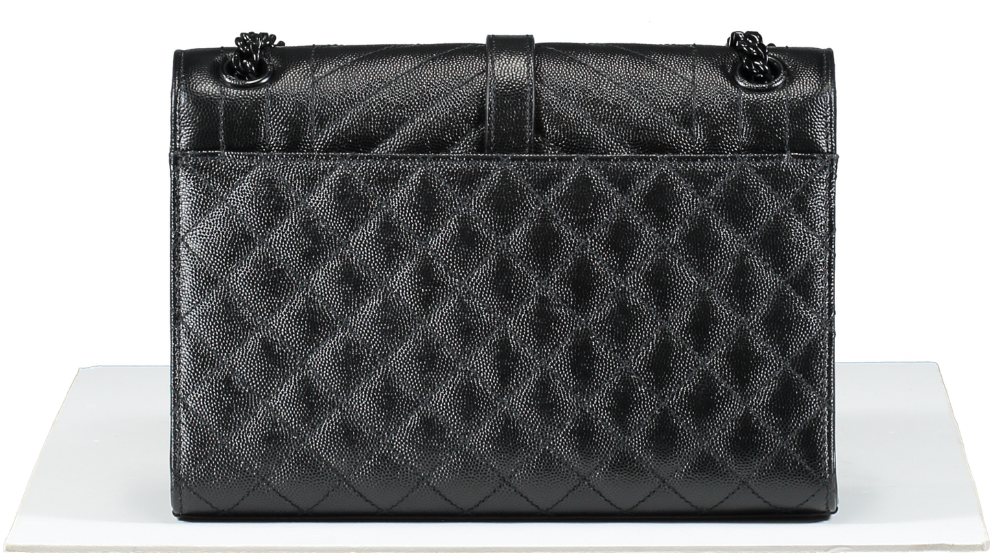 Saint Laurent Black Envelope Small Quilted Textured-leather Shoulder Bag