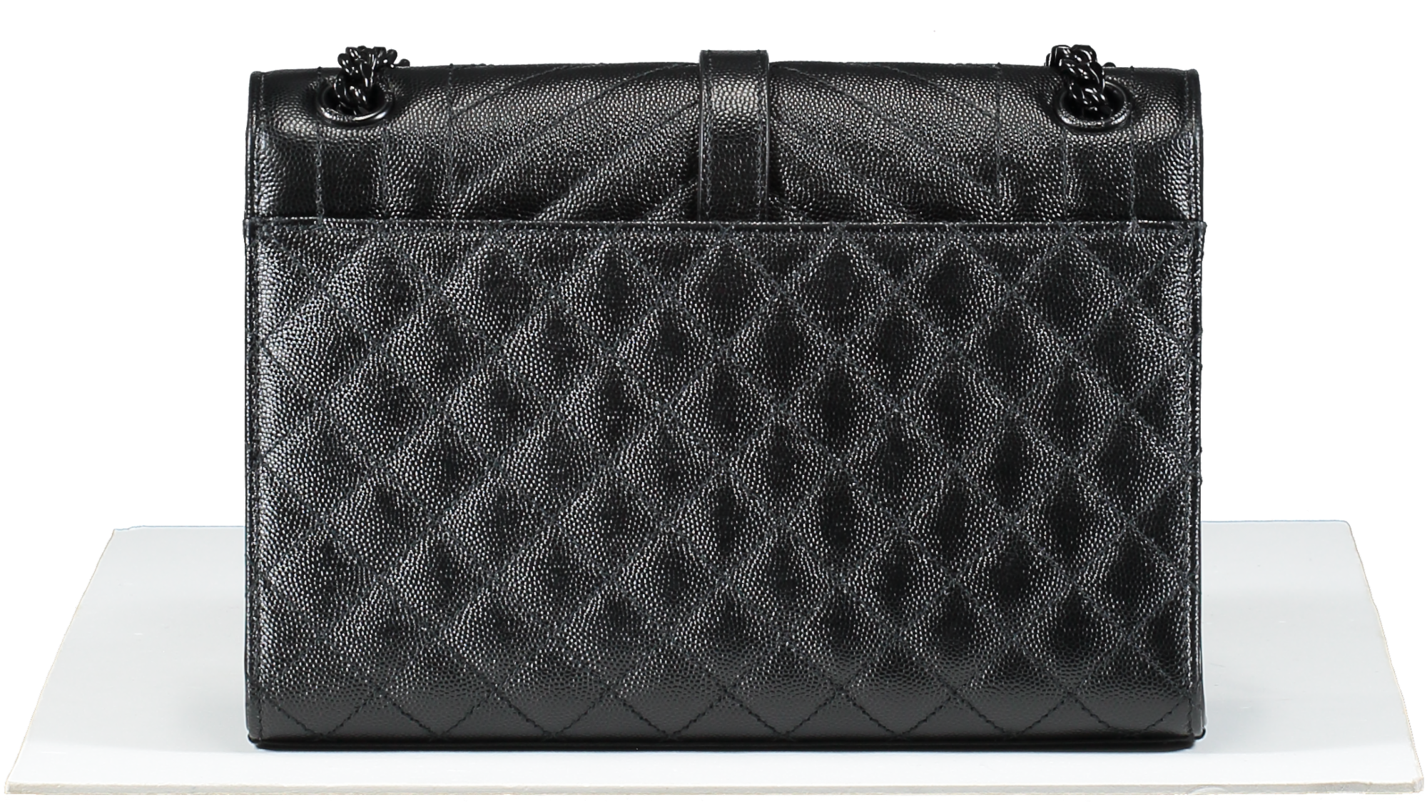 Saint Laurent Black Envelope Small Quilted Textured-leather Shoulder Bag