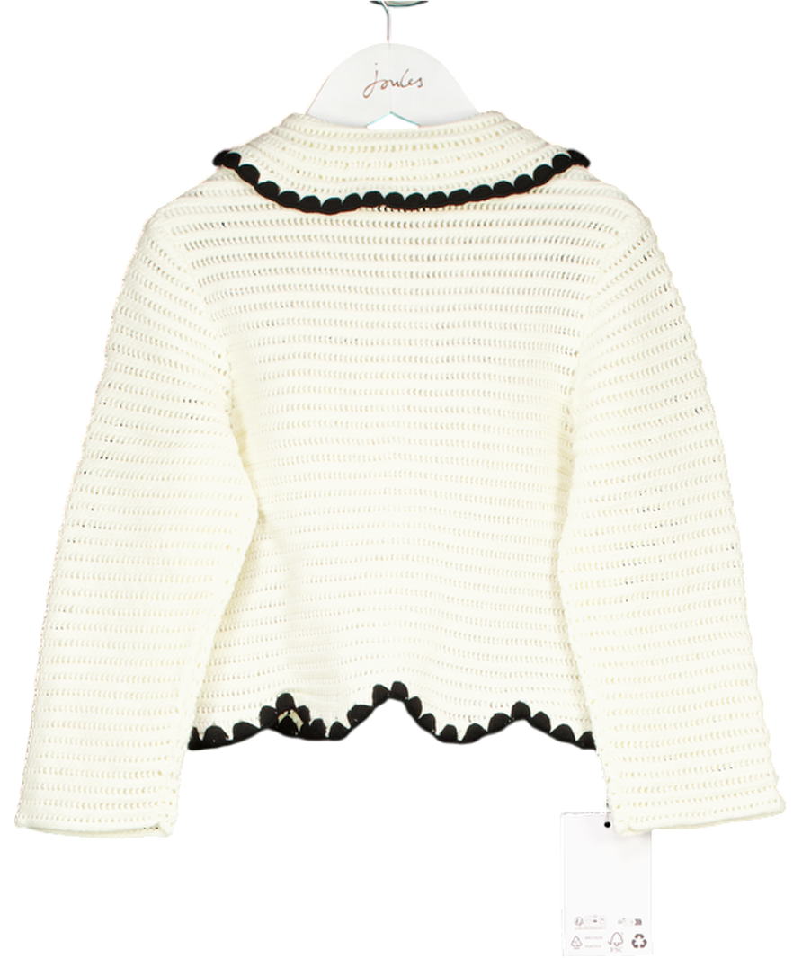 Self-Portrait Cream Crochet Cardigan with gold heart shaped buttons 5-6 Years