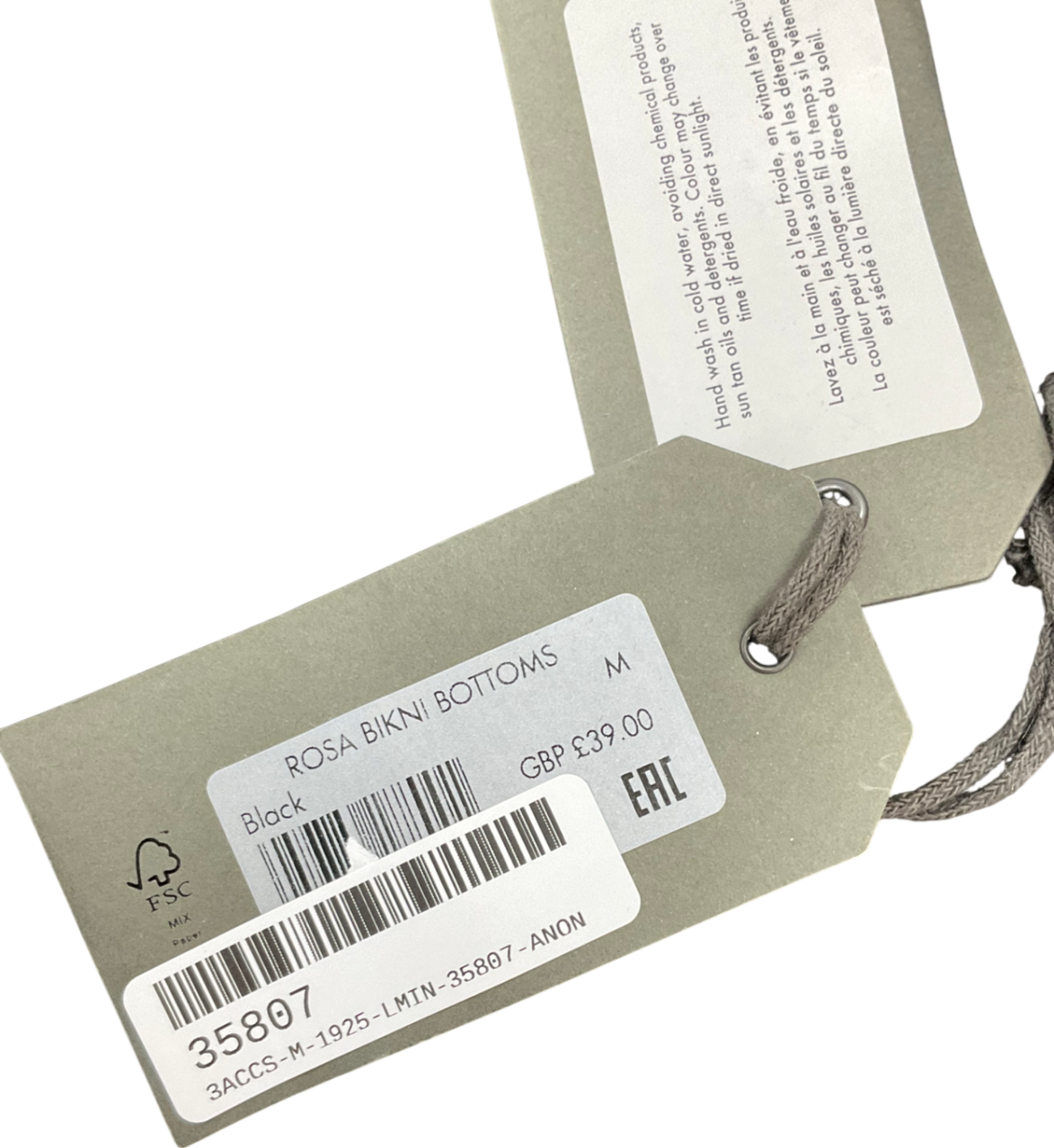 All Saints Black Rosa Bikini Bottom UK M