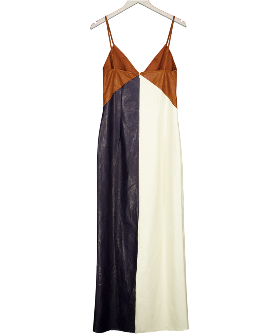 CALA DE LA CRUZ Tan / Ivory White /navy  Ilena Dress UK S