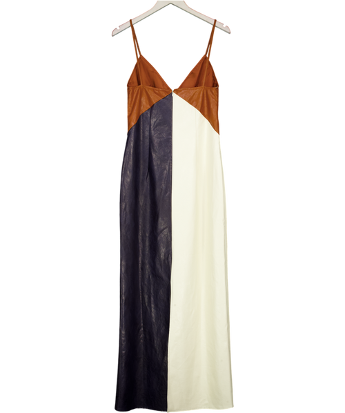 CALA DE LA CRUZ Tan / Ivory White /navy  Ilena Dress UK S