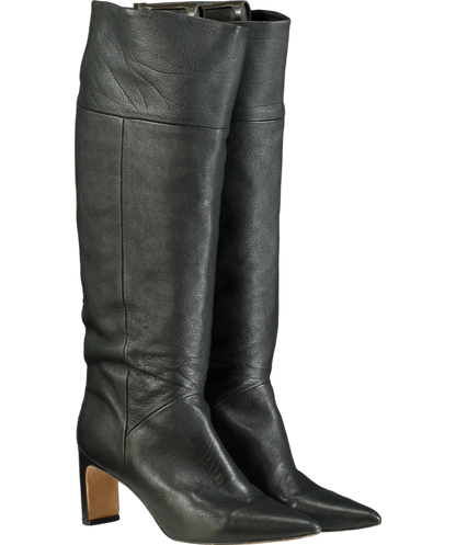 Dear Frances Black Leather Pointed Calf Boots UK 8 EU 41 👠