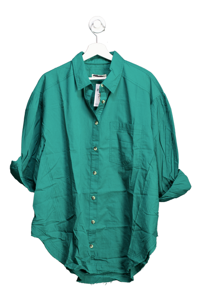Free People Green Happy Hour Oversize Shirt UK L