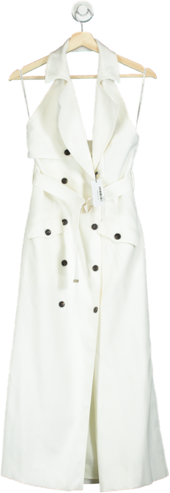 Karen Millen Ivory Relaxed Tailored Belted Halter Column Dress UK 6