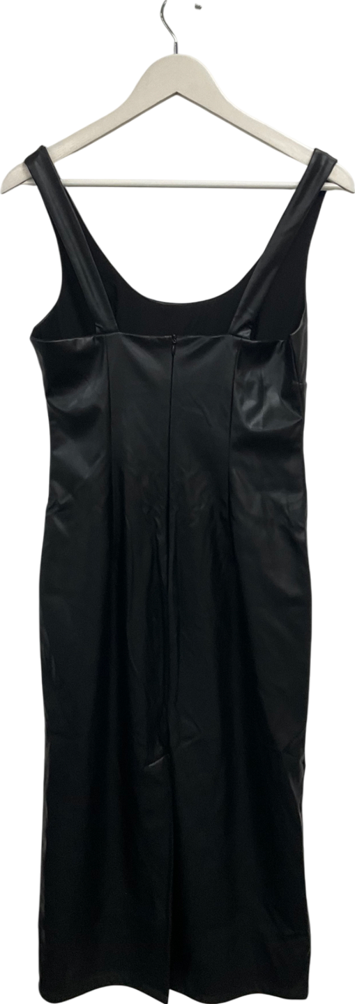Finesse Black Maia Vegan Leather Midi Dress UK M
