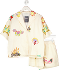 RHODE RESORT Cream 2-piece Linen Nola Shirt And Audrina Shorts In Do Re Mi Print ⁠ UK XS