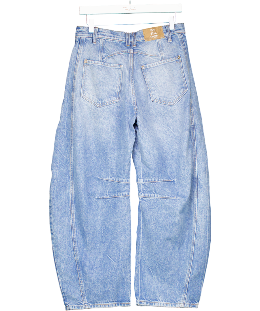 We The Free Blue Good Luck Mid-risewide Leg Barrel Jeans W26