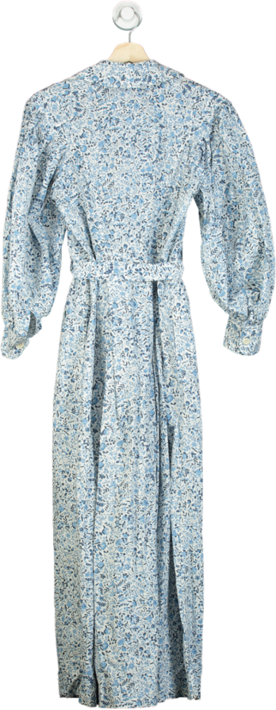 Thierry Colson Blue Floral Print Maxi Dress UK XS