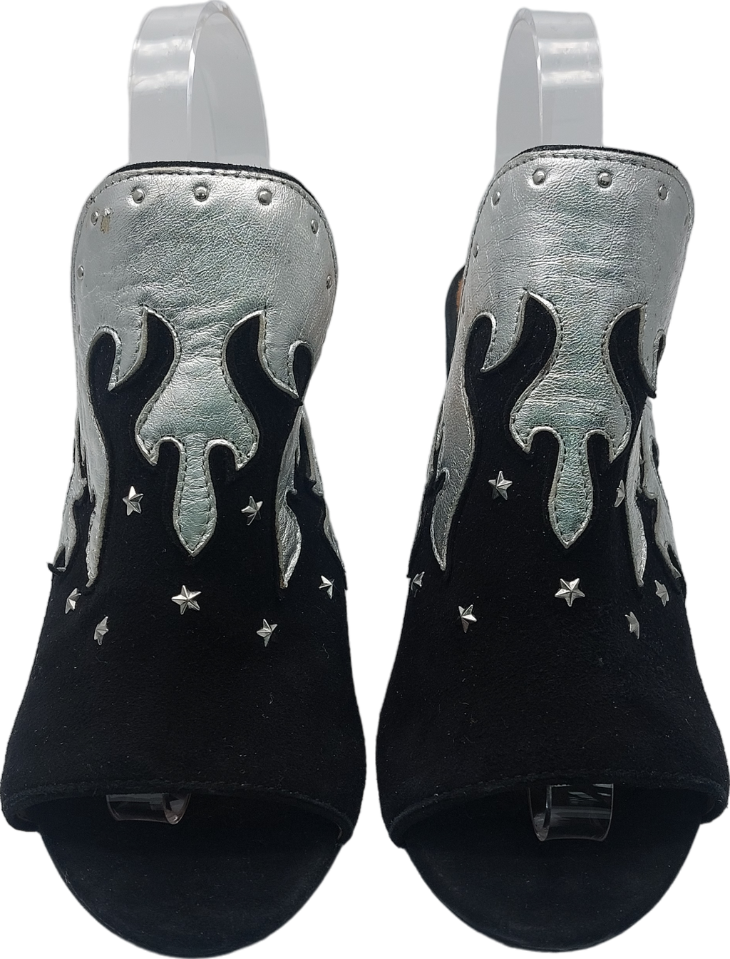 & Other Stories Black Metallic Flame Heeled Mules UK 4 EU 37 👠