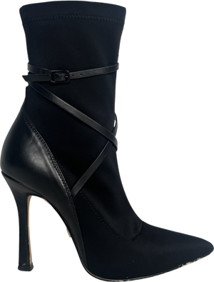 Karen Millen Black Neoprene Buckle Detail Sock Boot UK 3 EU 36