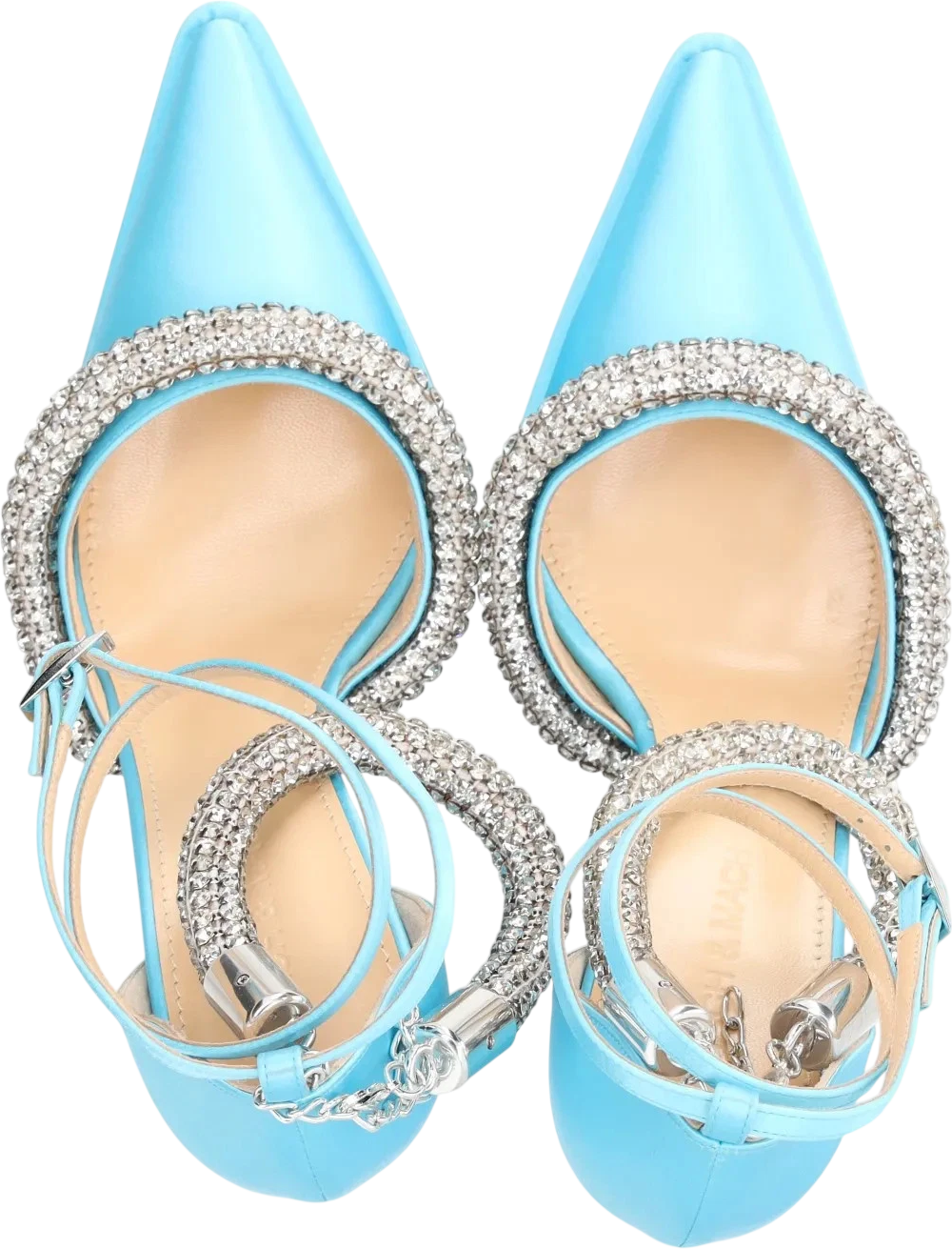 AMINA MUADDI Blue Embellished Kimberly Platform Heels UK 4 EU 37