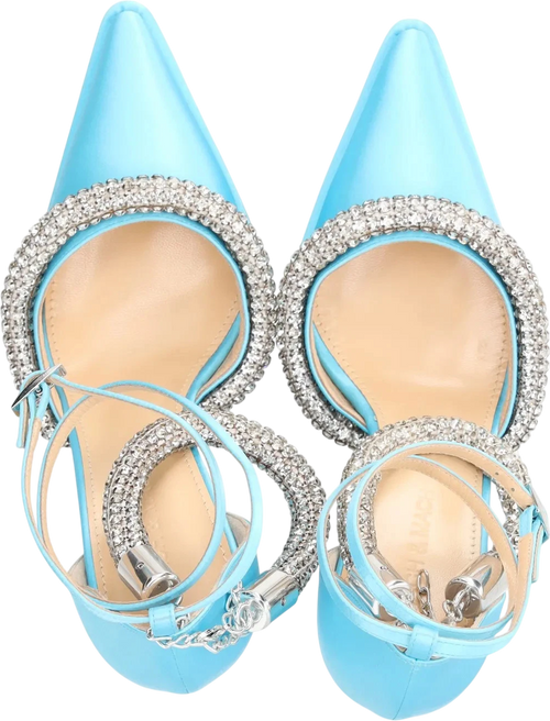 AMINA MUADDI Blue Embellished Kimberly Platform Heels UK 4 EU 37
