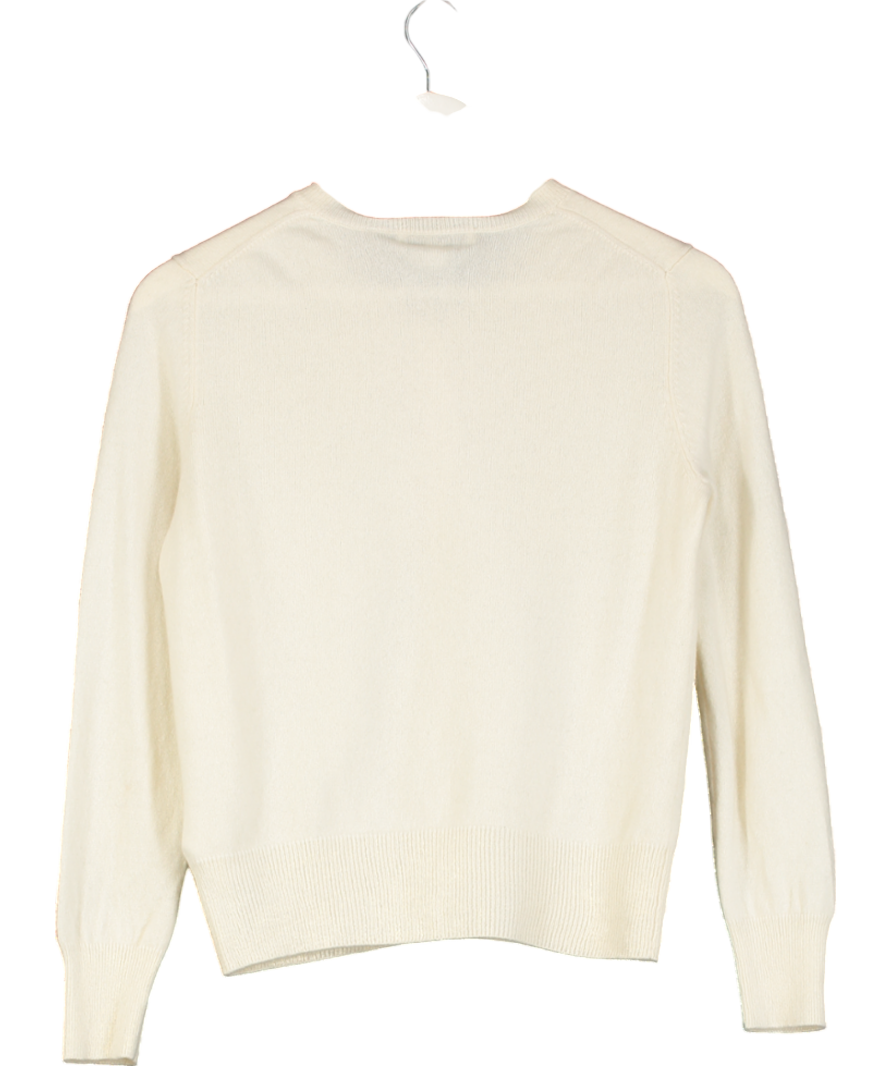 M&S Cream Pure Cashmere Crew Neck Relaxed Cardigan UK 8