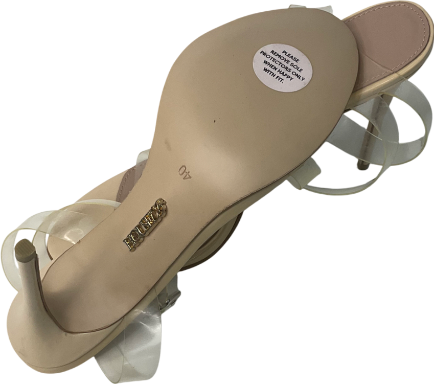 House of CB Cream Ghost Clear Straps Beige Leather Sandals UK 7 EU 40 👠