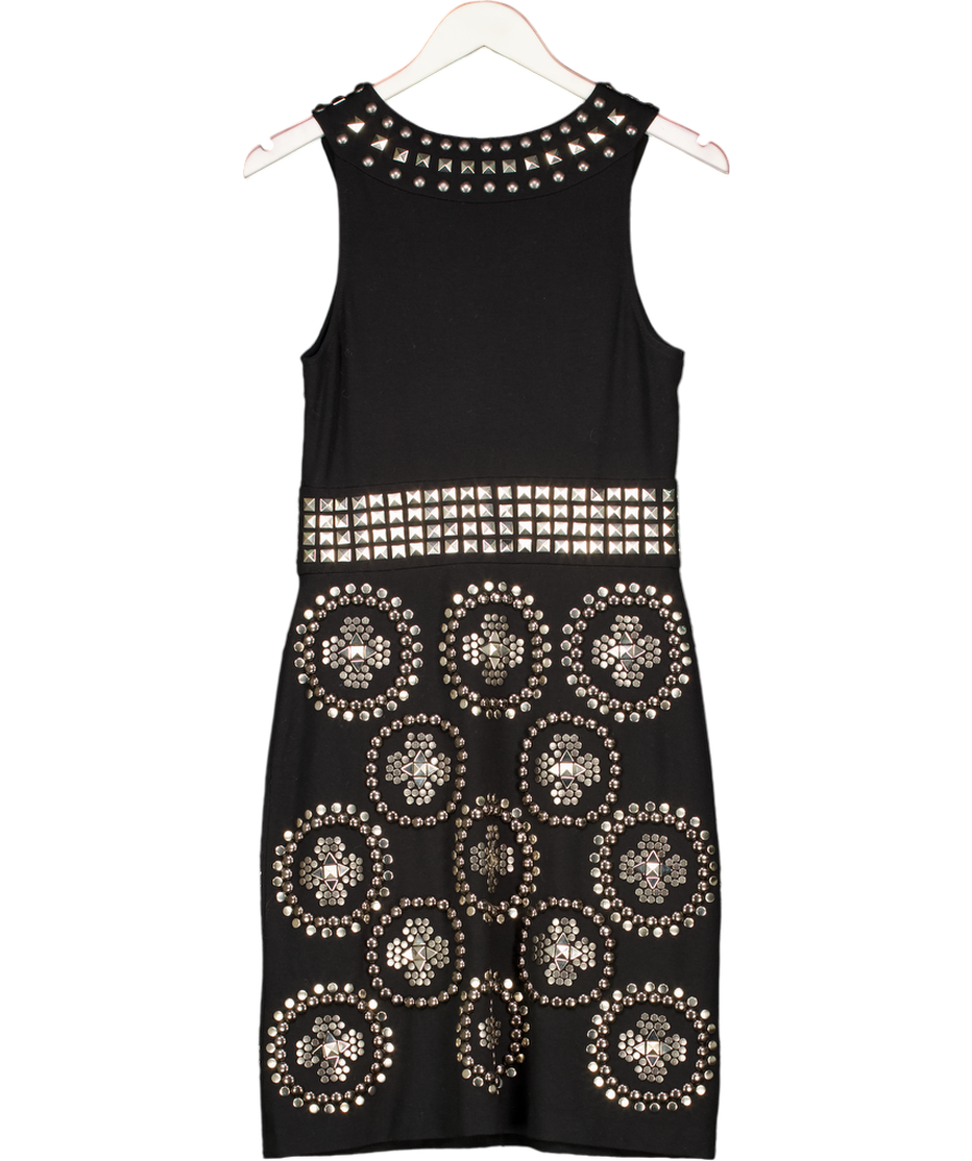 Diane von Furstenberg Black Zip Front Studded Dress UK 8