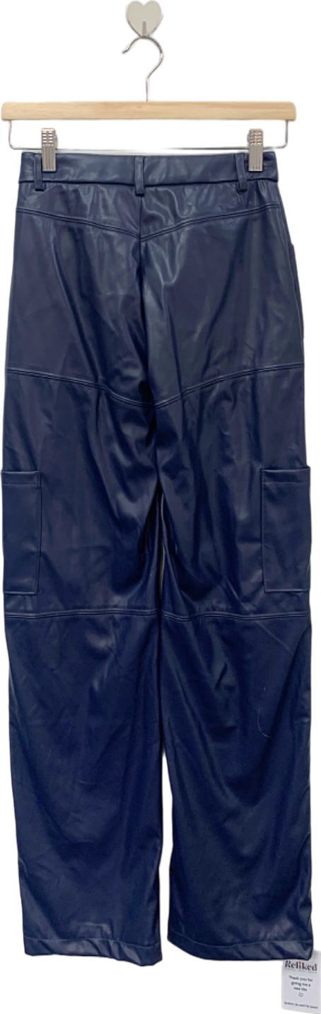 Fashion Nova Navy Faux Leather Cargo Pants XS