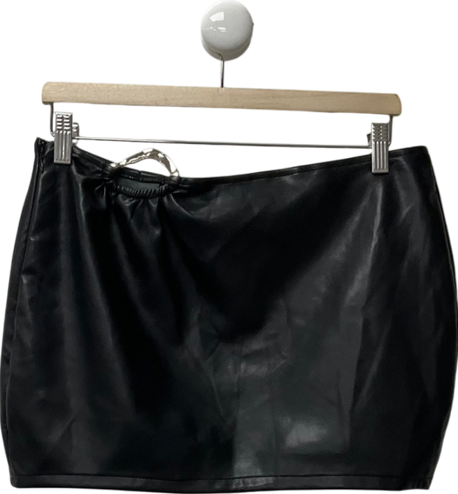 Mars the Label Black Leather Skirt With Metal Ring UK 14
