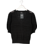 ME + EM Black Pointelle Short Sleeve Knit UK S